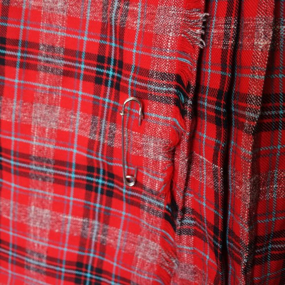 vintage 100% wool plaid red kilt pleated skirt - Picture 2 of 5